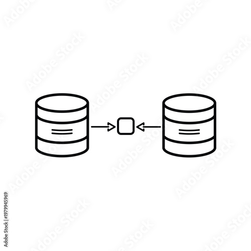 System Integration Icon – Data Synchronization Between Databases Line Icon
