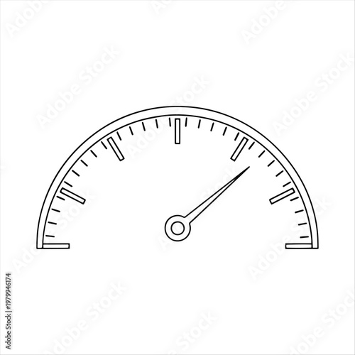 Tachometer or speedometer gauge line art illustration with indicating needle for automotive and technical performance graphic design speedometer tachometer indicator performance