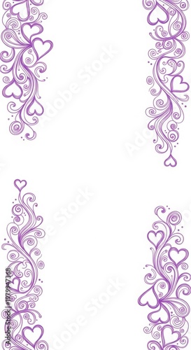 Elegant purple heart border design for invitations and decorations