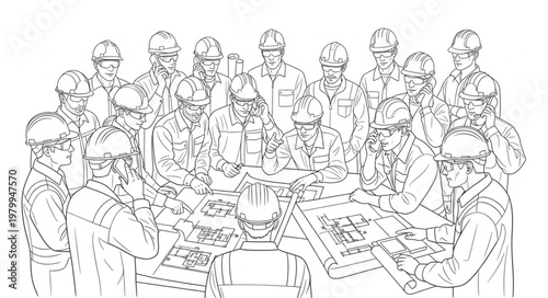 Group of Soldiers in a Meeting Around a Table.