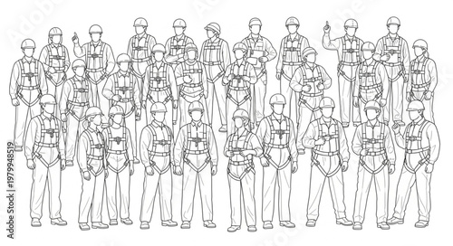 Group of soldiers standing together in formation, ready for duty.