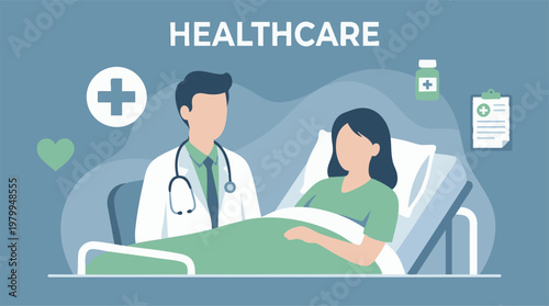 Healthcare Concept: Doctor and Patient Consultation in Hospital Room