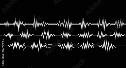 Abstract sound wave patterns displayed on a dark background
