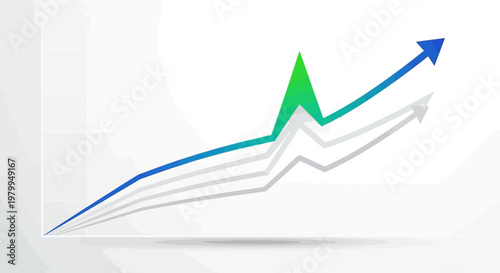 Colorful upward trending arrows symbolizing financial growth and success on a clean background.
