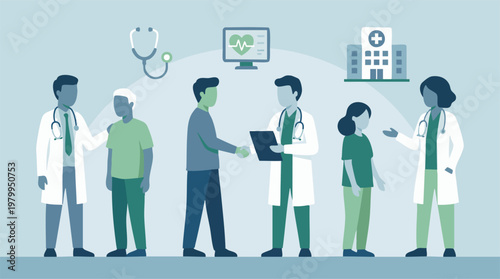 Healthcare professionals and patients interacting in a medical setting