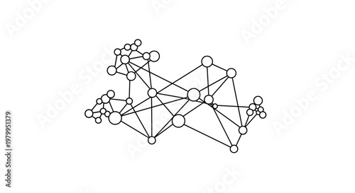 Abstract network of connected nodes and lines representing data or relationships
