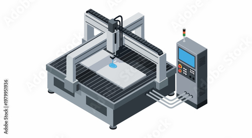 Isometric 3D CNC Laser Cutting Machine with Control Panel for Industrial Automation and Metal Fabrication