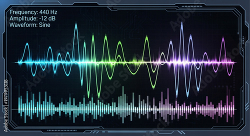Colorful Digital Audio Waveform Visualization Display.
