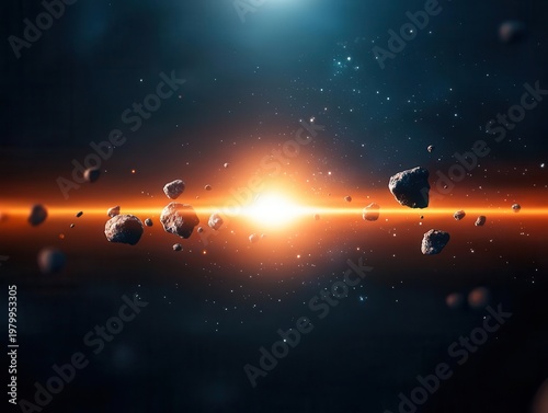Wallpaper Mural Realistic asteroid belt dividing planets in dramatic deepspace lighting Torontodigital.ca