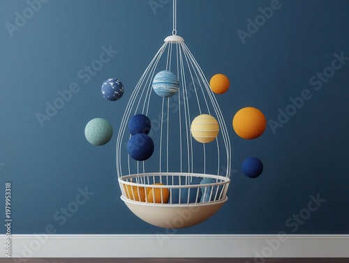 Wallpaper Mural Solar system arranged like solar mobile over futuristic baby cradle, future generations theme Torontodigital.ca