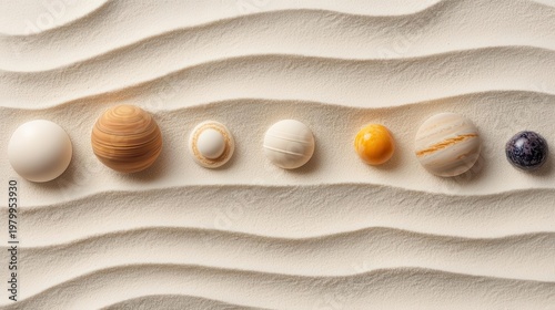 Wallpaper Mural Solar system recreated as sand art on cosmic beach, ephemeral space beauty Torontodigital.ca
