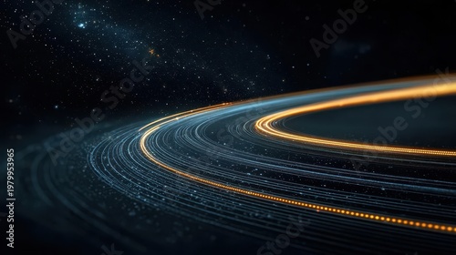 Wallpaper Mural Solar system orbit trails made of glowing fiber optic strands in dark cosmos Torontodigital.ca