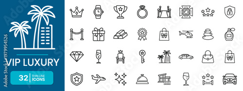 VIP Luxury And Premium Symbols Outline Icons