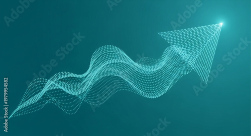 Digital Mesh Arrow Pointing Upward With Wave.