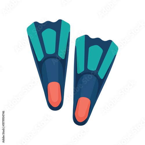 Swimming flippers vector illustration in flat style for summer water sports and diving designs