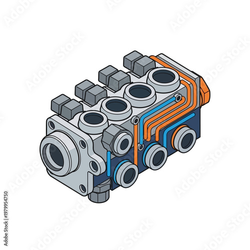 Hydraulic Valve Block Assembly with Integrated Circuit and Fluid Lines