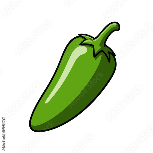 Green Jalapeno Pepper Vector Icon