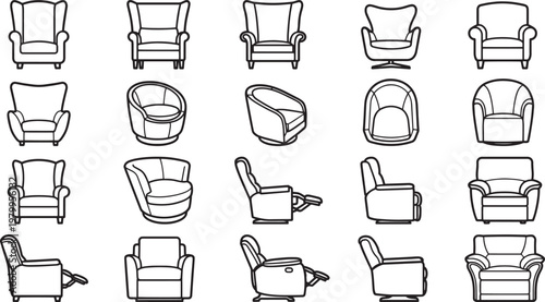 A collection of stylish armchairs showcases an array of designs, offering a glimpse into the art of home interior, inviting comfort and style.