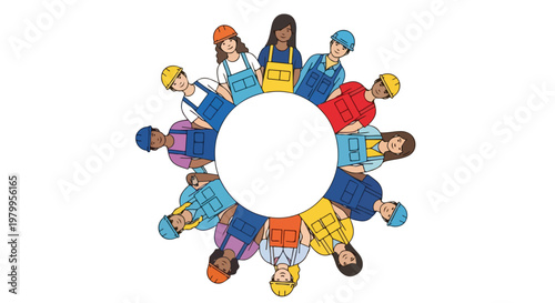 Diverse group of people joining hands in a circle for teamwork and unity