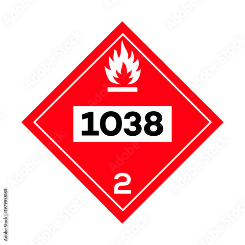 Flammable gas UN 1038 hazard placard for refrigerated liquid ethylene.