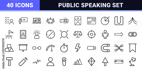 Business Presentation and Meeting Outline Icon Set