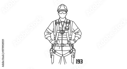 Illustration of a construction worker wearing a safety harness.
