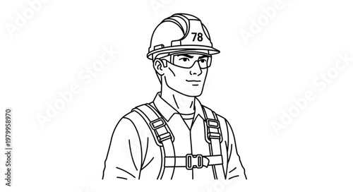 Illustration of a construction worker wearing safety gear.