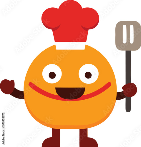 Happy chef character with cooking spatula
