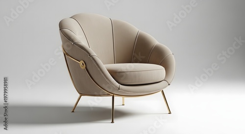 Luxury Shell-Inspired Beige Gold Designer Chair
