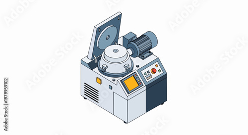 Isometric Industrial Centrifuge Machine with Motor and Control Interface