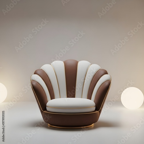 Luxury Shell-Inspired Beige Gold Designer Chair