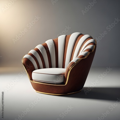 Luxury Shell-Inspired Beige Gold Designer Chair