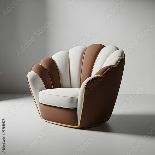 Luxury Shell-Inspired Beige Gold Designer Chair