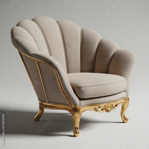Luxury Shell-Inspired Beige Gold Designer Chair