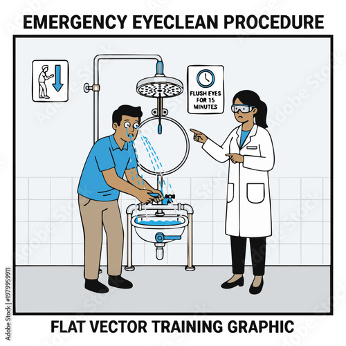 Emergency eyeclean procedure flat vector illustration.