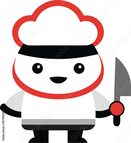 Chef character with chef hat holding a knife