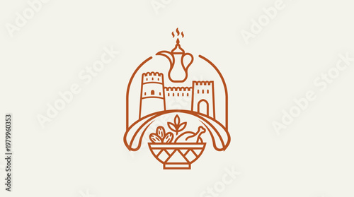 Middle Eastern Food and Architecture Emblem