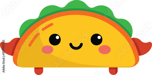 Joyful taco character with green lettuce detail