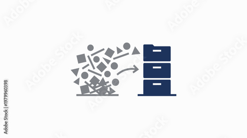 Abstract Shapes Organizing Into Filing Cabinet