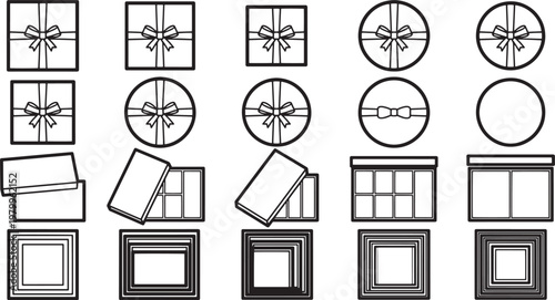 A Collection of Gift Box Designs in Varying Shapes and Forms, Ready for festive presentations.