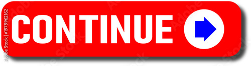 Принти на полотні Red continue button with white text and arrow icon on a rectangular background i