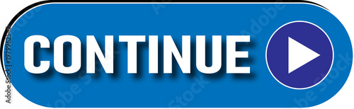 Free Download Blue button with continue text and play icon for user interface navigation isolated on transparent background - GFXLoad