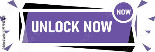 Vibrant purple button encouraging users to unlock a feature immediately isolated on transparent background