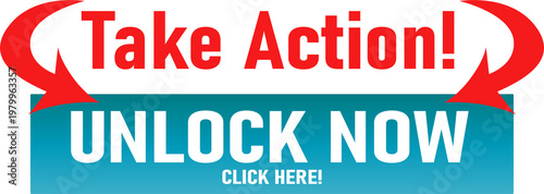 Vibrant call-to-action button encouraging users to unlock content immediately isolated on transparent background