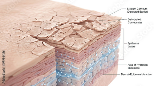 Dry skin cracked skin epidermis skin layer dehydration skin barrier stratum corneum skin anatomy dermatology