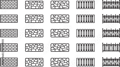 A visual showcase of architectural design, featuring various types of walls and fences for structural design and aesthetic appreciation.