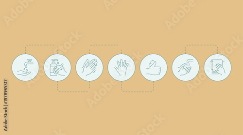 Modern Handwashing Instructional Infographic System A Step-by-Step Visual Guide for Hygiene