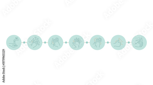 A comprehensive Modern Handwashing Instructional Infographic System demonstrating proper hygiene steps for public health and disease prevention