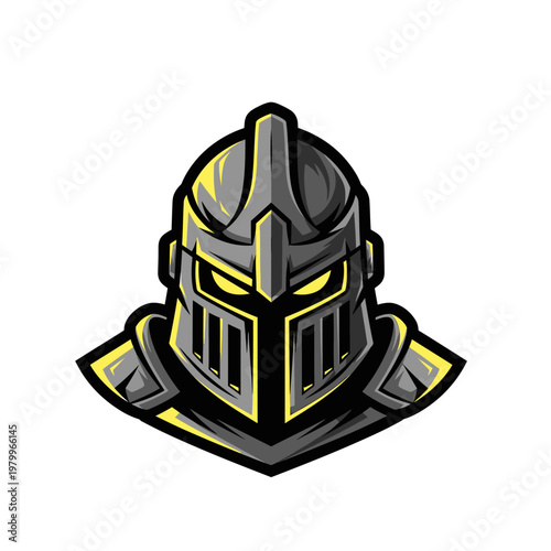 Intimidating Knight Helmet Esport Mascot Logo Design.