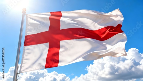 Flag Of England Waving In The Wind